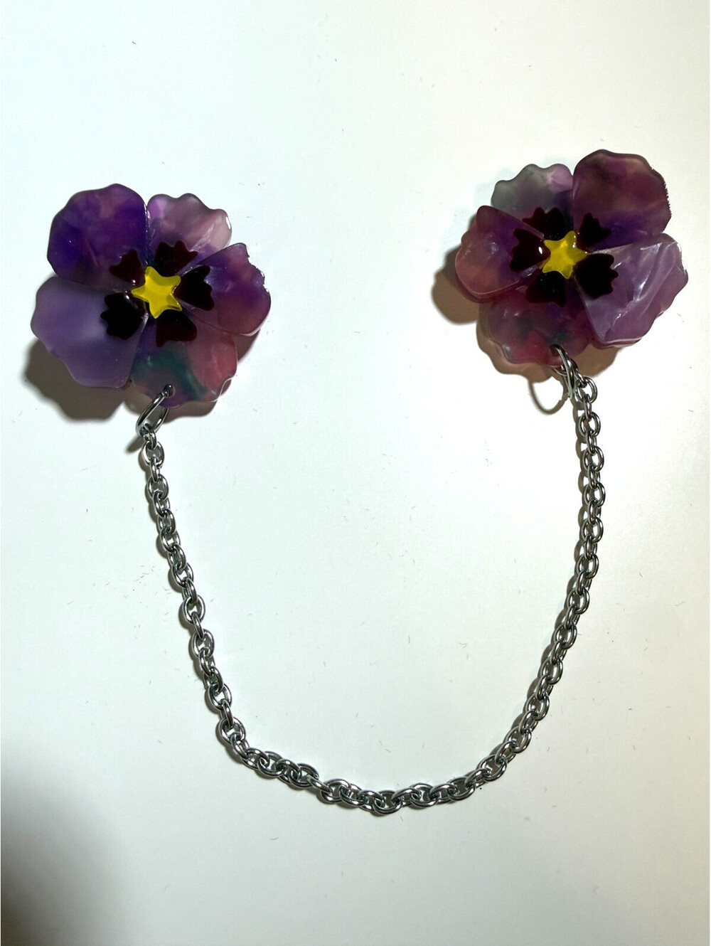 Purple Prose Cardigan Clips Erstwilder A Floral Affair Brooch Pin Flower NO BOX